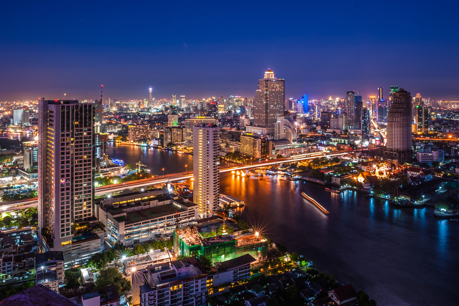 Bangkok city skyline at night